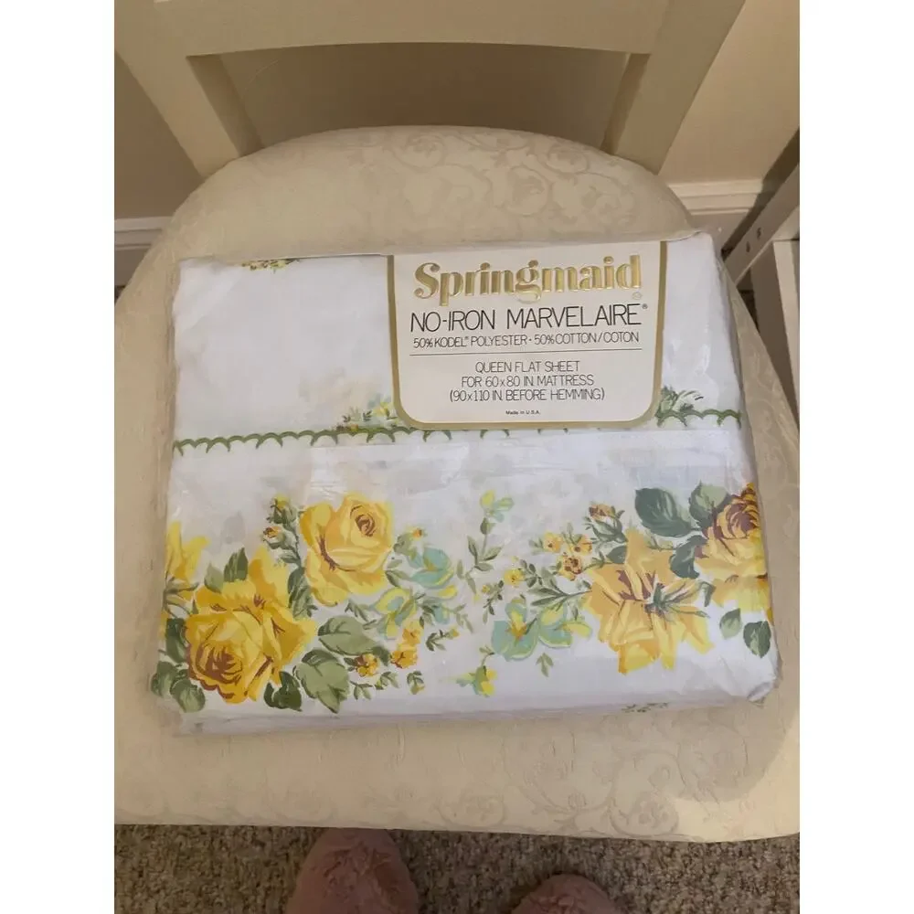 Vintage 70s Springmaid Queen flat sheet NWT